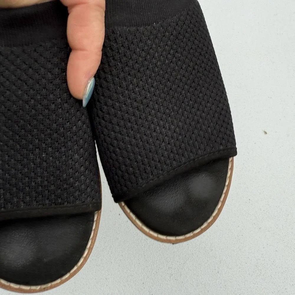 Eileen Fisher Telly Recycled Stretch Knit Wedge Sandal Sz 6‎ Slip On Black Rare
